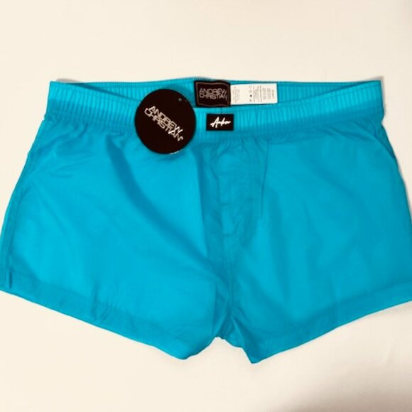 Andrew Christian Size L - Short 100% Nylon Swim Shorts - Turquoise - Picture 2 of 10